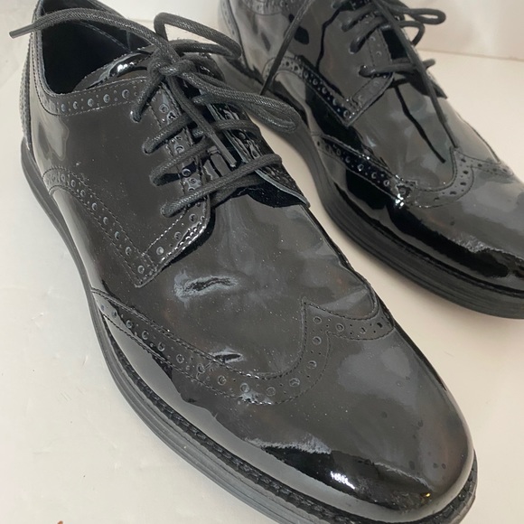 COLE HAAN Lunargrand Black Patent Wing Tip Oxford - Picture 4 of 8